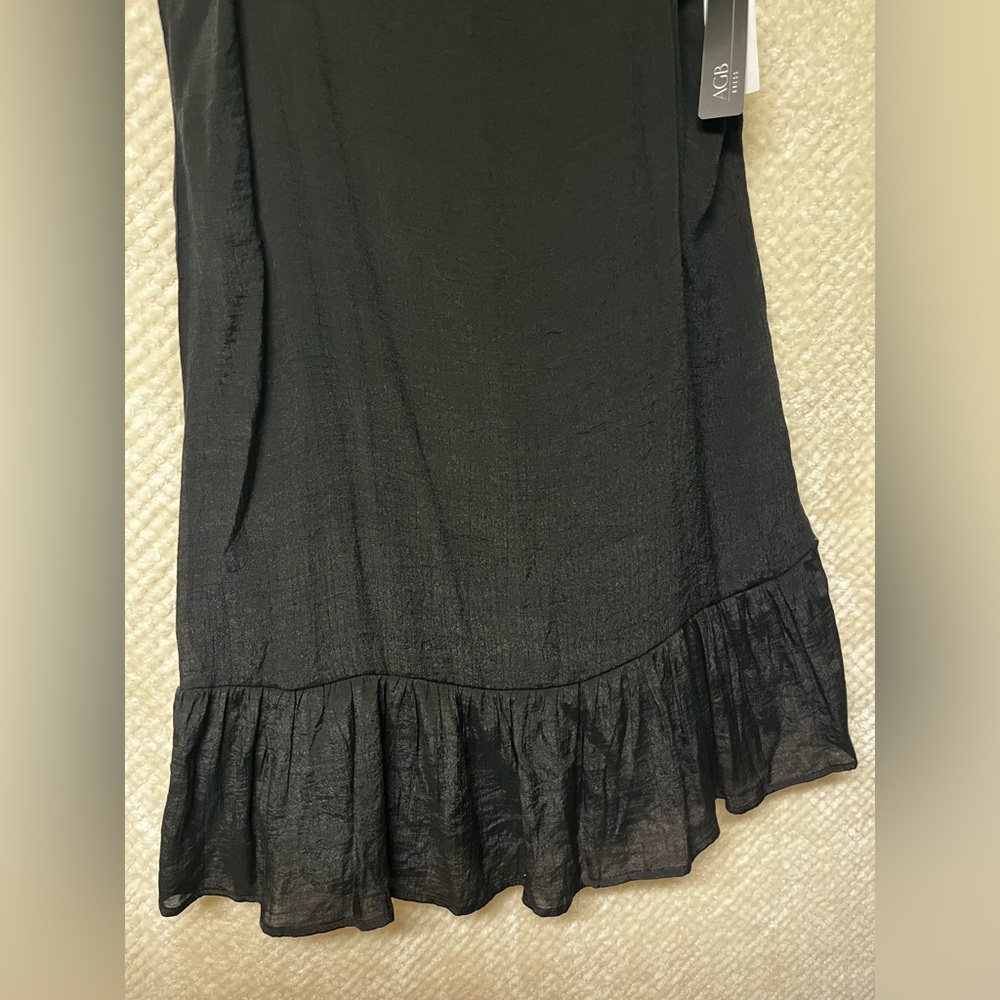 AGB Womens Black Dress Ruffle Hem Sleeveless Knee Length Loose Fit Casual Medium - Picture 4 of 9
